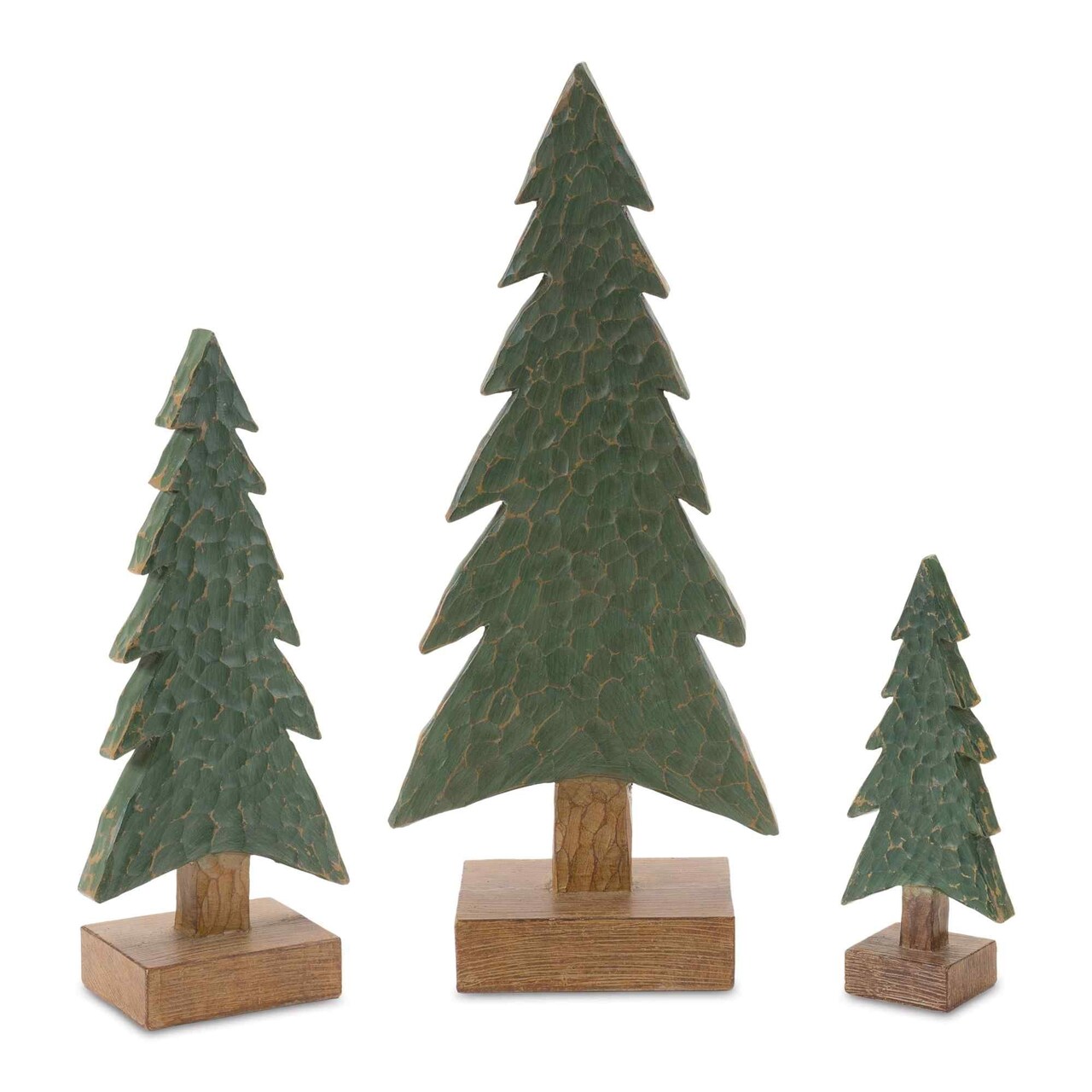 Melrose Set of 3 Christmas Pine Tree Tabletop Decorations 16.5"
